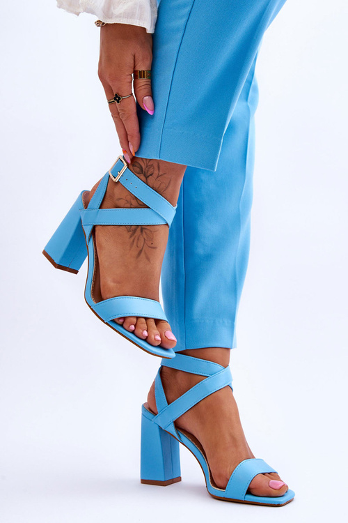 Elegant Sandals On A Block Heel Light blue Michele