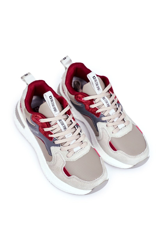 Sportowe Męskie Buty Big Star Szaro Bordowe GG174463