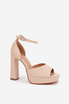 Womens Sandals On A Heel And Platform Eco Leather Beige Lomman