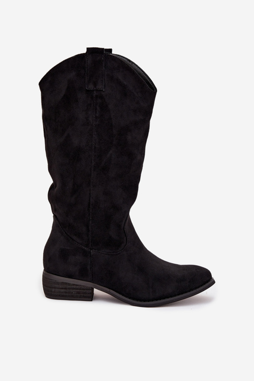 Cowboy Boots Low Heel Eco Suede Black Cherrie