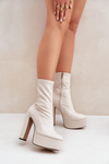 High Heel Platform Boots Light Beige Tennira
