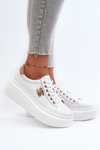 White Women's Leather Platform Sneakers Pernalia