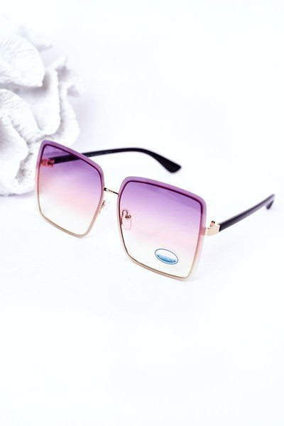 Gold Square Sunglasses Violet-Yellow Ombre