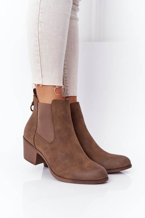 Women's Insulated Chelsea Boots On A Block Heel Khaki Trinity