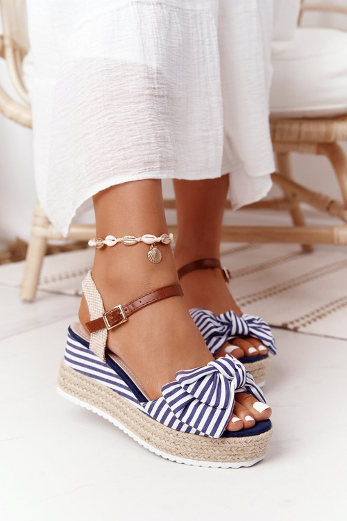 Wedge Sandals In Sailor Style Blue La Isla Bonita