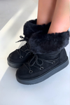 Snow boots with fur and laces Black Sarivie
