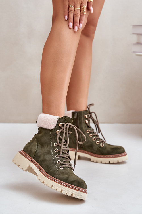 Insulated Ankle Boots for Women with Zip Green Ferelia