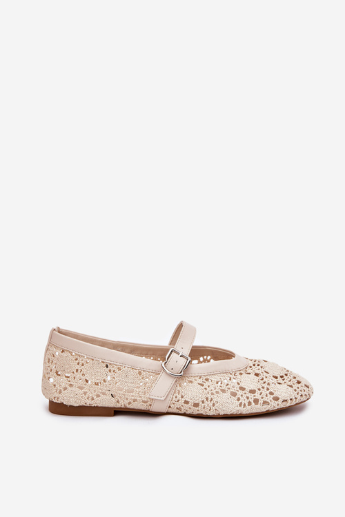 Perforated Ballerinas With Strap Beige Orphali