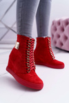 Women's Lu Boo Sneakers With Chains Suede Red Monica