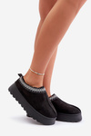 Snow Slippers On Platform With Embroidery Black Tamilda