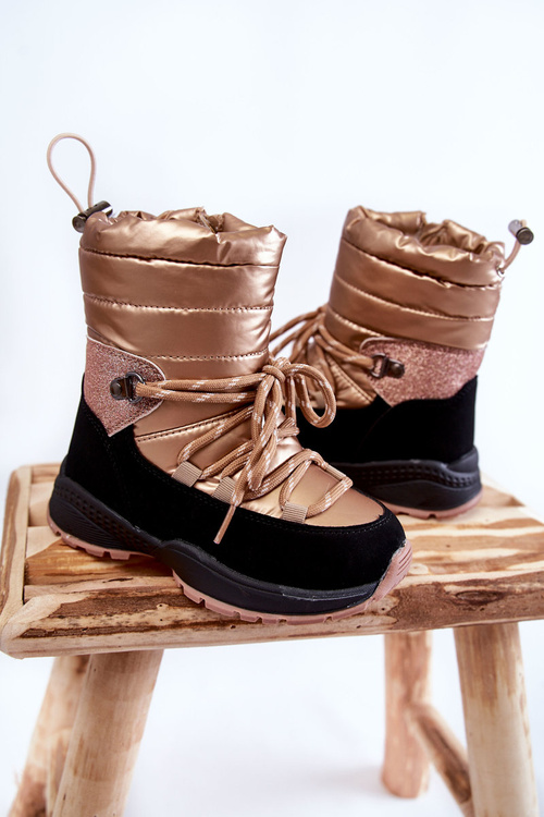 Children's Warm Snow Boots With Zipper golden Leena