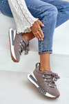 Damskie Zamszowe Sneakersy Grube Sznurowanie Platforma Szare Artiker 54C1463