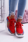 Sporty Women's Thick Sole Shoes Holographic Red Party Up