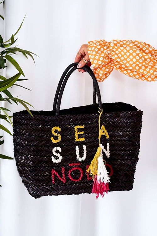 Pleciona Torebka Shopper Na Plażę NOBO XK0410 Czarna