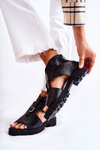Women's Leather Sandals With Zipper Nicole 2748 Black