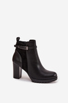 Women's ankle boots on heel with strap black Mirielle