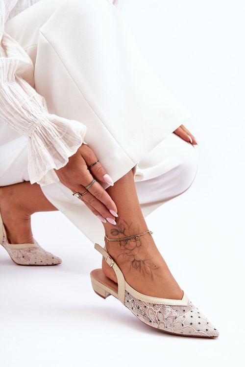 Women's Polka Dot Ballet Flats Beige Adore