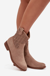 Women's Flat Heeled Ankle Boots with Openwork Pattern S.Барски HY52-530 Beige