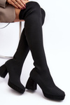 Women's black over-the-knee boots with platform and heel Manaliis