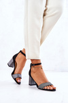 Leather Sandals On A Bar Black And Silver Lorene