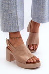 Women's Platform and Heeled Sandals in Beige Eco Suede Vatle