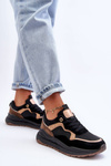 Fashionable Leather Women's Sports Shoes Black Calarene