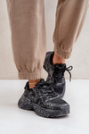 Damskie Sneakersy Z Przetarciami Na Platformie Czarne Seladwen