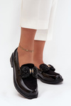 Lacquered Women's Moccasins With Bow S.Barski HY51-319 Black