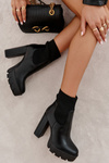 Women's Leather Boots With A Sock Black Adalyn