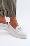 White Women's Leather Moccasins with Platform S.Barski LR720