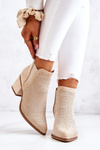 Suede Openwork Cowboy Boots Light Beige Helloni