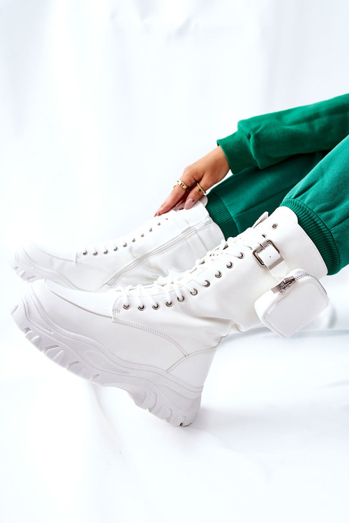 Platform Boots With Pouch White Issanti
