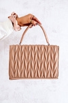 Quilted Letterman Handbag Beige Roselyn 