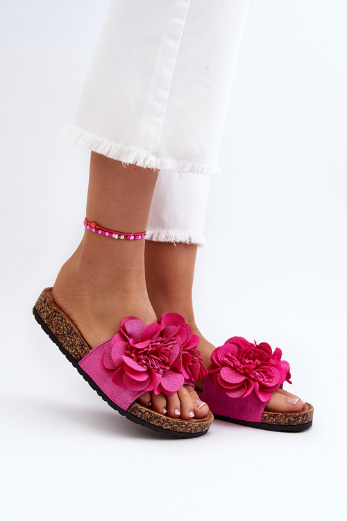 Klapki Damskie Kwiaty Fuksja Lulania CK290P