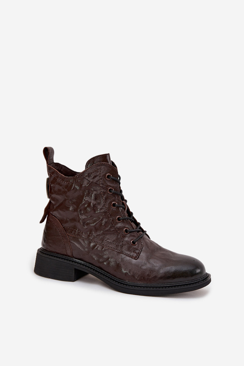 Damskie Botki Ocieplane Skóra Naturalna Czekoladowe Artiker 57C1005