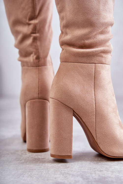 Classic Suede Heel Boots Dark beige Tressa