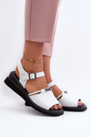 Women's Leather Platform Sandals White Katte