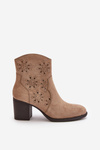 Boots With Perforated Shaft On Heel Eco Suede Beige Nevishiia