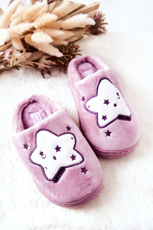 Children's Padded Slippers Stars Purple Nelli