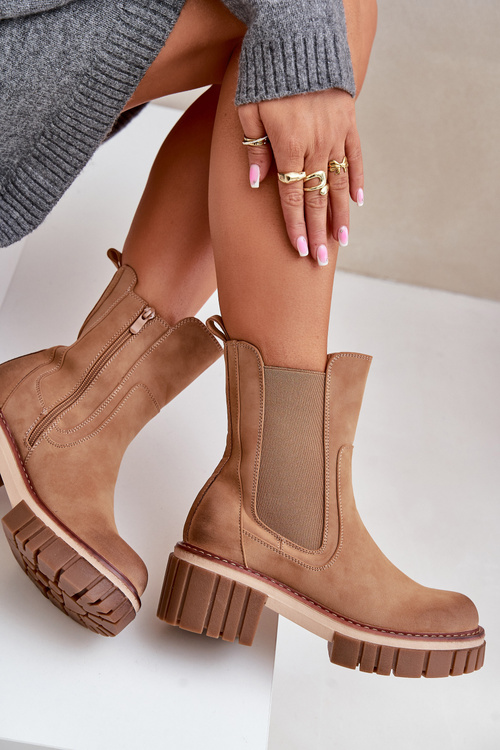 Ankle Boots With Zip Insulated Camel Linneviae