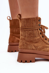 Botki Trapery Sznurowane Damskie Camel Gordts 8628