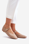Eco Leather Ballerinas With Strap Beige Alcionora