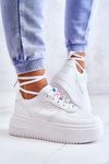 Buty Sportowe Sneakersy Damskie Wiązane Białe Manila