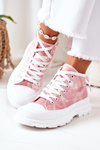 High Sneakers On A Chunky Sole Pink With Tie-Dye Effect Trissy
