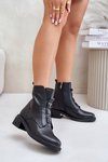 Leather Ankle Boots With Zipper Insulated Black Olidrila