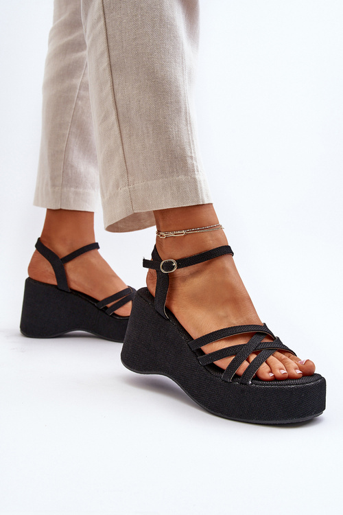 Black Platform Sandals and Wedges Oporia