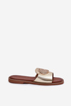 Eco Leather Slippers With Flat Heel With Decoration Golden Tatereia