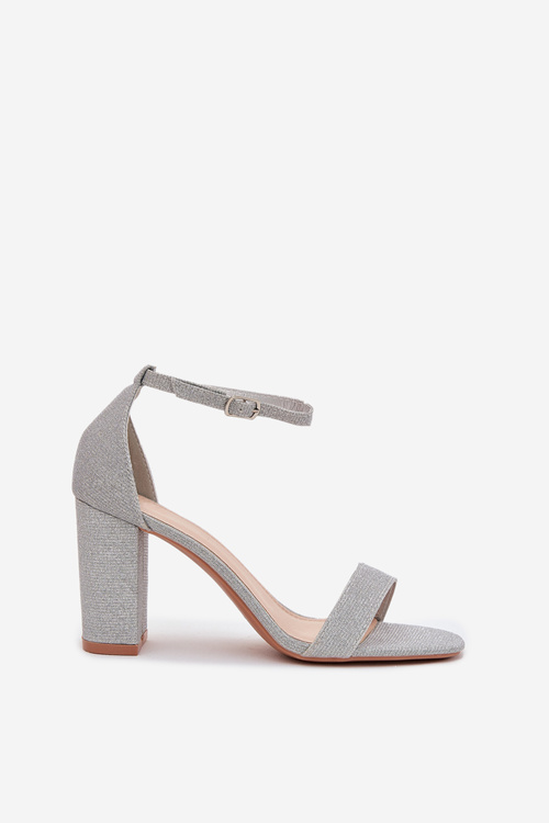 Shiny Women's Heeled Sandals Silver Kavina
