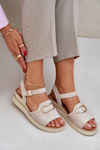 Women's Wedge Sandals With Decoration Beige Salianes
