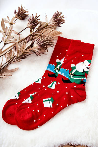 Men's Santa Socks with Sack Red